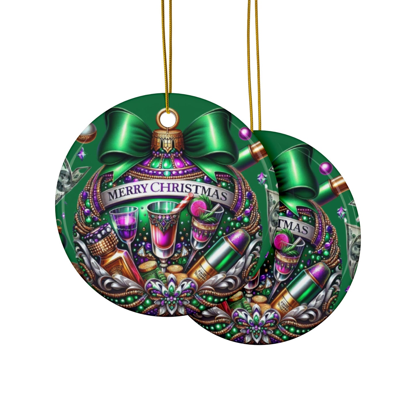 Luxury Holiday Cheer Ornament – Sparkle, Celebrate, and Shine Ceramic Ornaments, 2-Side Print, (1pc, 3pcs, 5pcs, 10pcs)