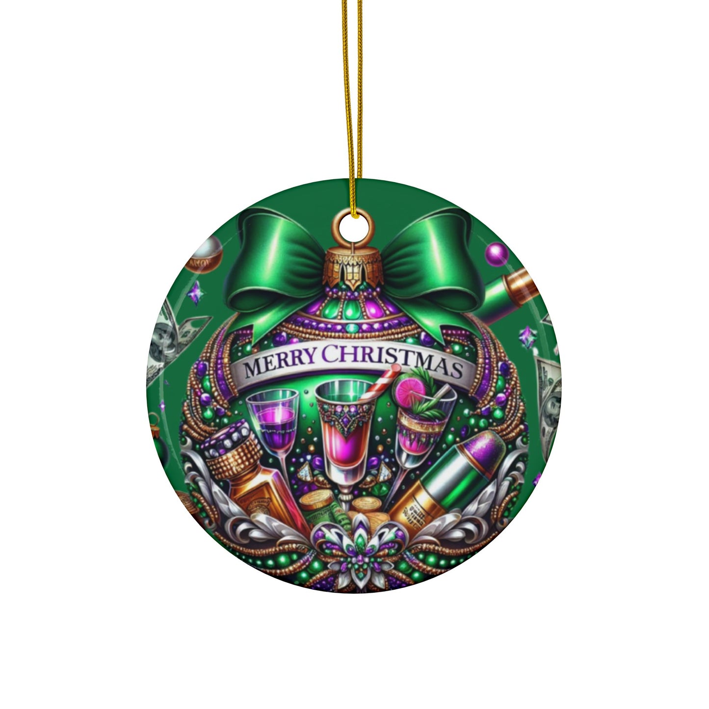 Luxury Holiday Cheer Ornament – Sparkle, Celebrate, and Shine Ceramic Ornaments, 2-Side Print, (1pc, 3pcs, 5pcs, 10pcs)